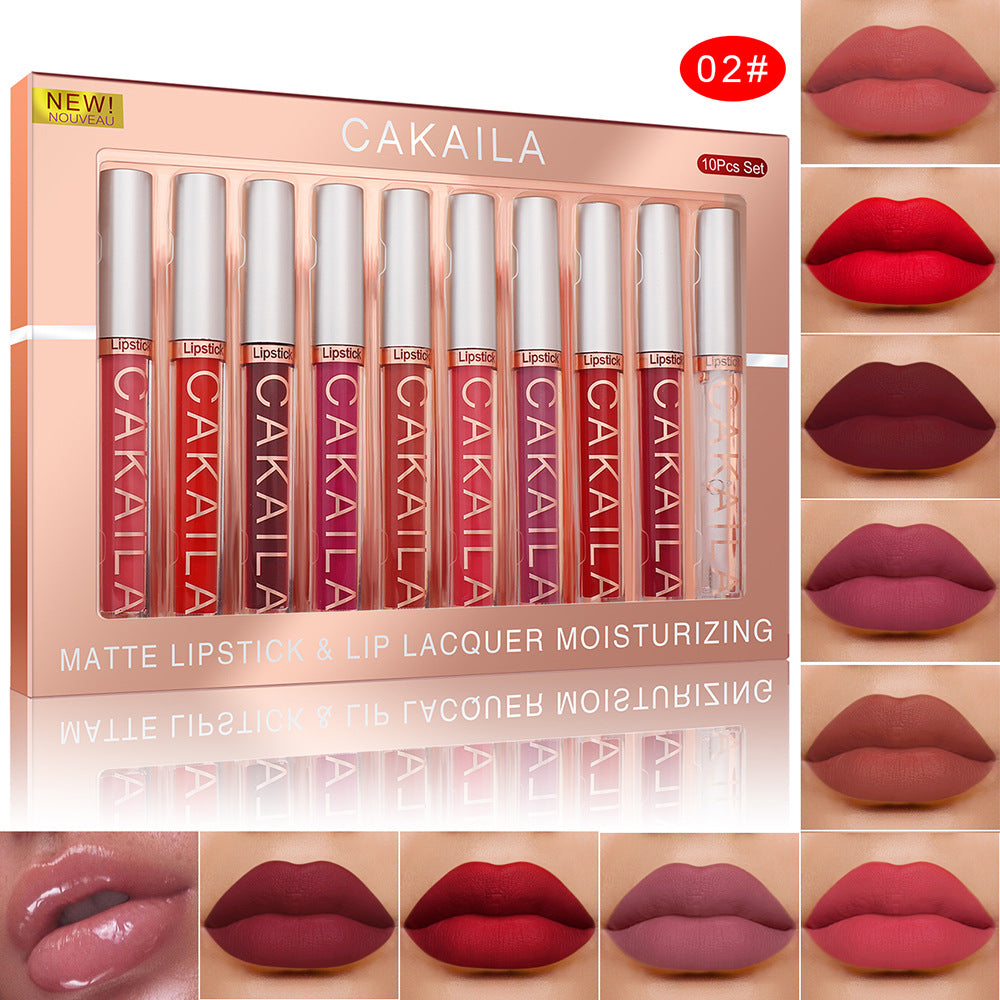 10 Pack of Matte Nonstick Cup Waterproof Lip Gloss