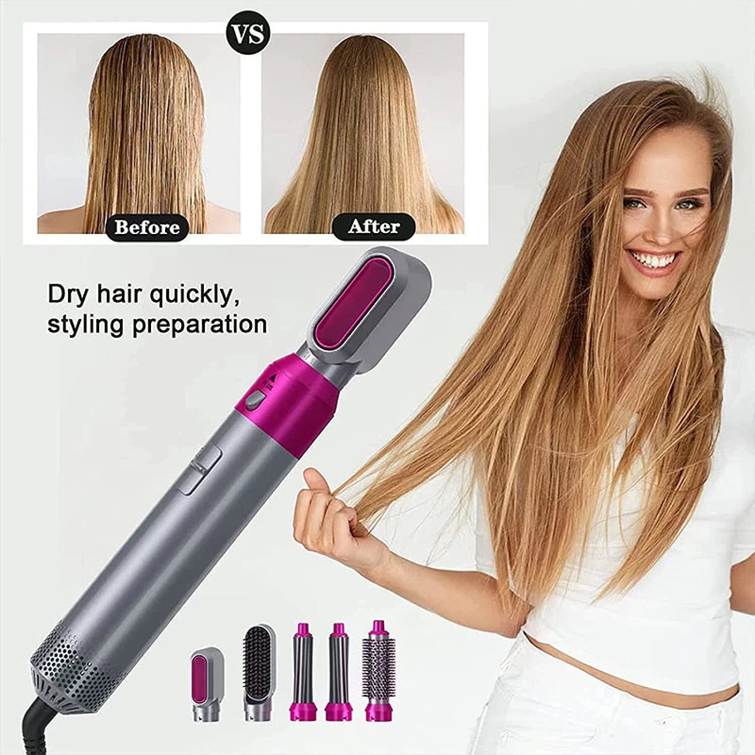 5 In 1 Electric Hair Straightener Curling Comb  Brush Kit